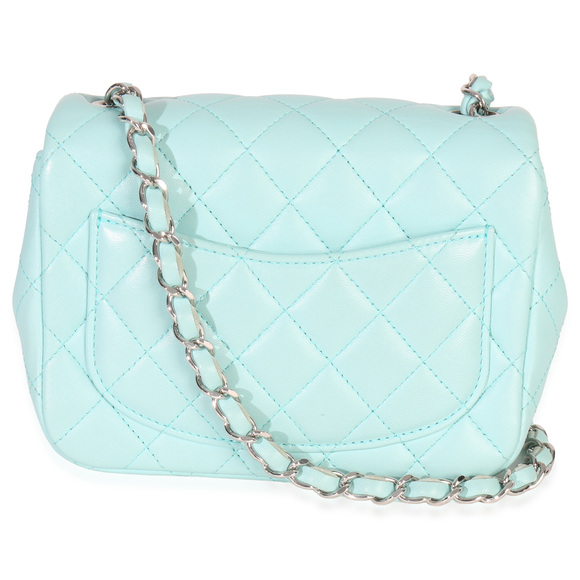 Chanel Blue Quilted Lambskin Mini Square Single Flap Bag - Picture 2 of 7